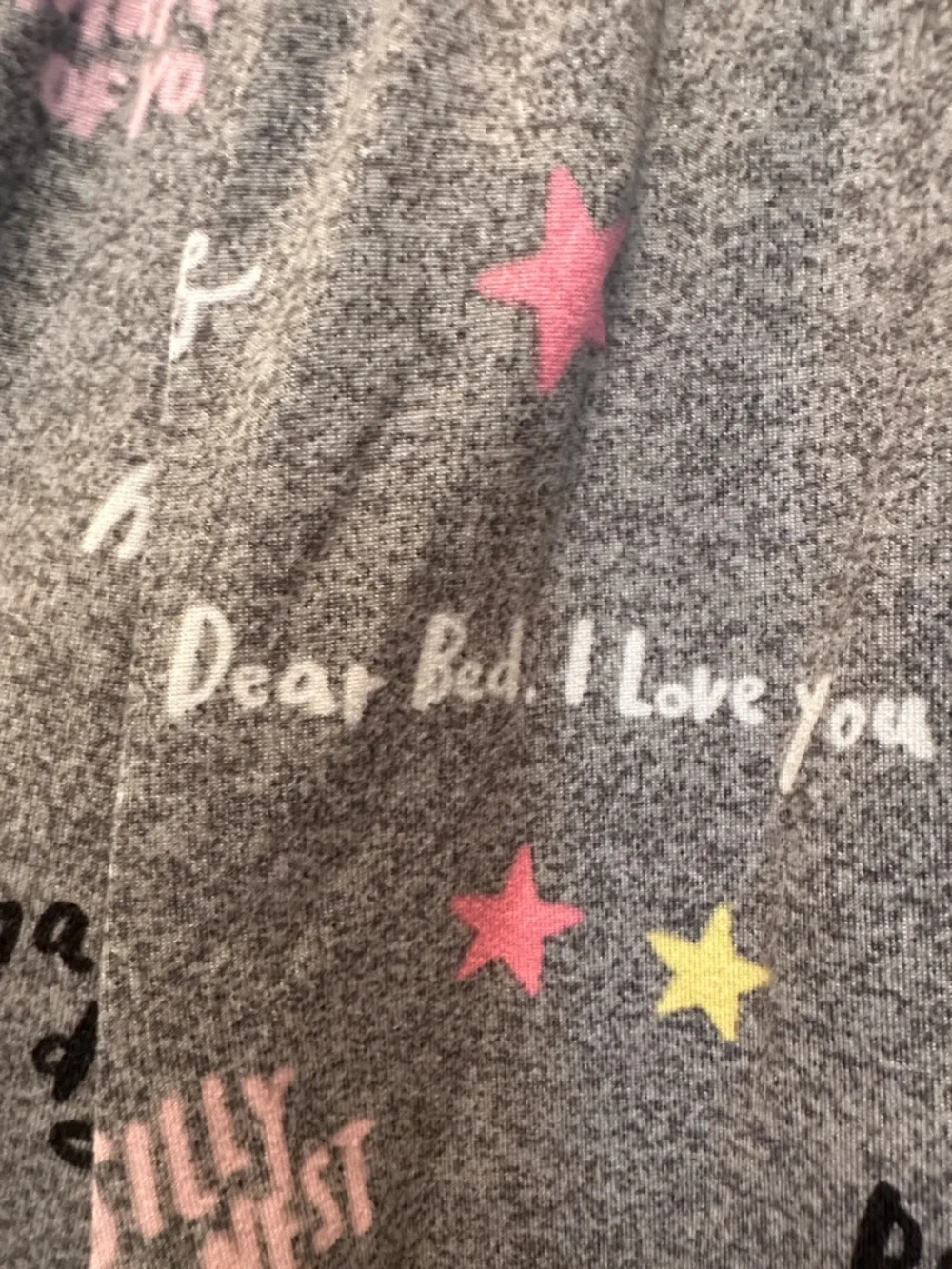 Joyspun Gray Star & Novelty Script Pajama Tank Top and Shorts Set Size M (8-10) - Picture 10 of 12